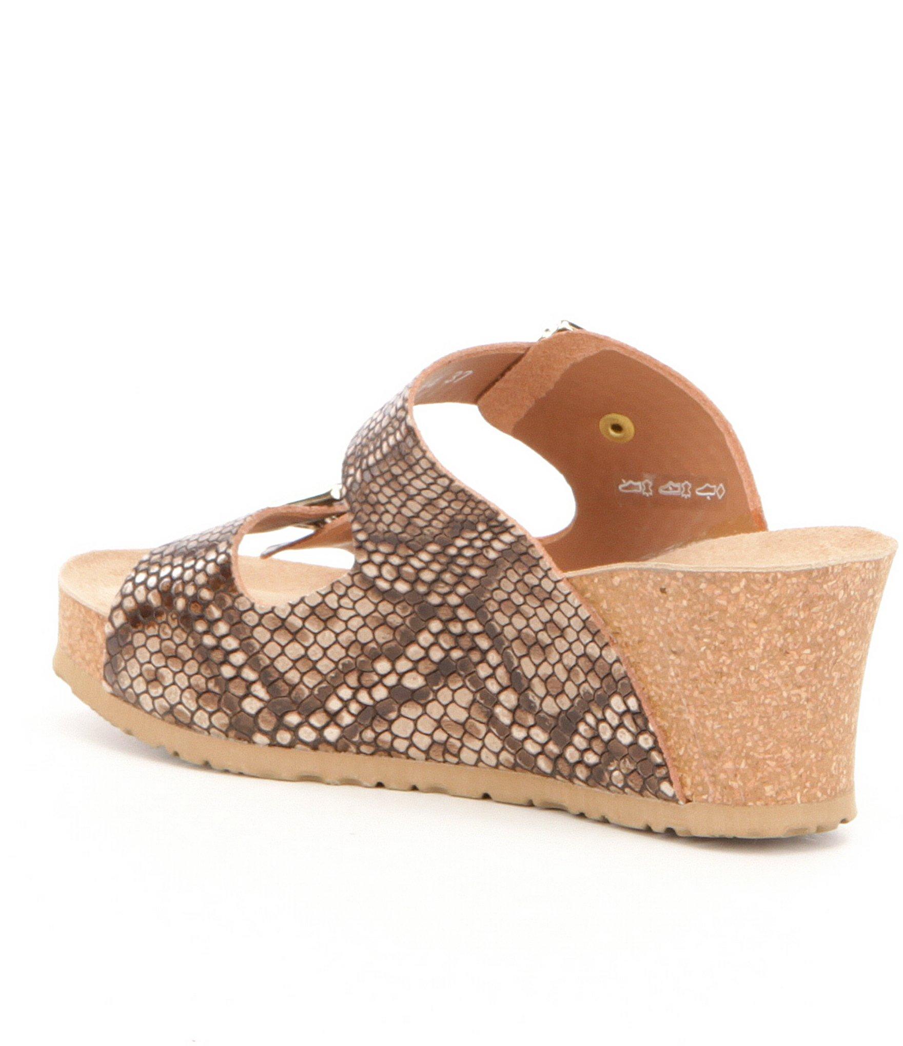 Mephisto Leather Lenia Reptile Wedge Sandals in Brown - Lyst